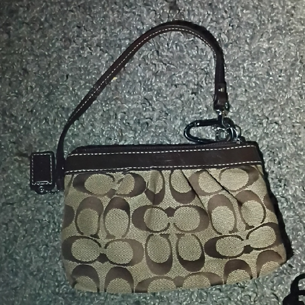 Coach Signature Brown Wristlet